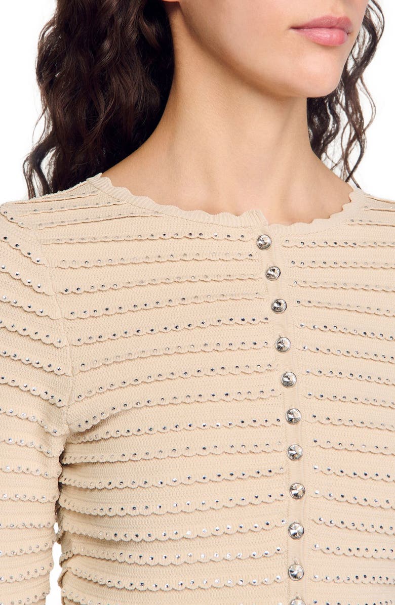 SANDRO Rhinestone cardigan, Alternate, color, 