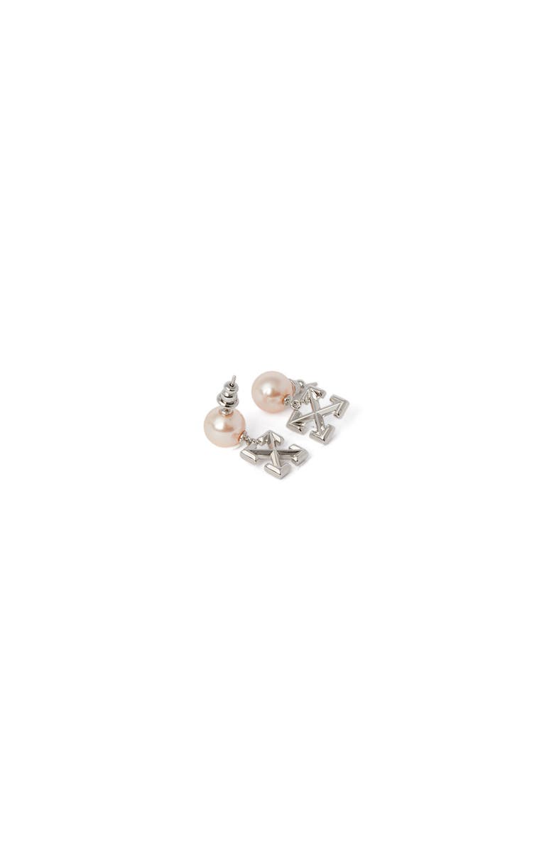 OFF WHITE Women's Silver Arrow Pearl Earrings, Alternate, color,