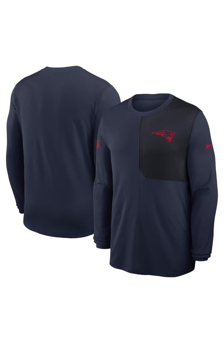 Nike Men's Nike Navy New England Patriots Sideline Coach UV Performance Long Sleeve T-Shirt, Alternate, color, Navy