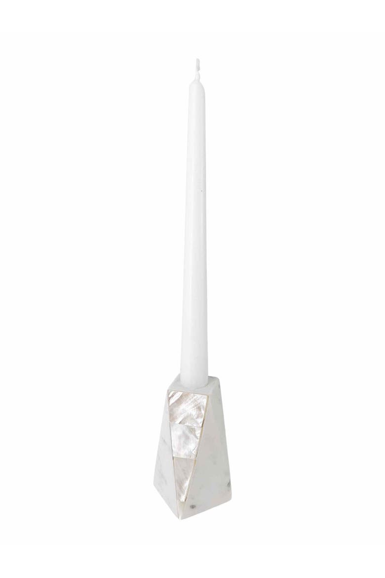 Marble Mother of Pearl Candle Holders, Alternate, color, White