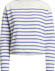 Lauren Ralph Lauren Stripe Cotton Boat Neck Top