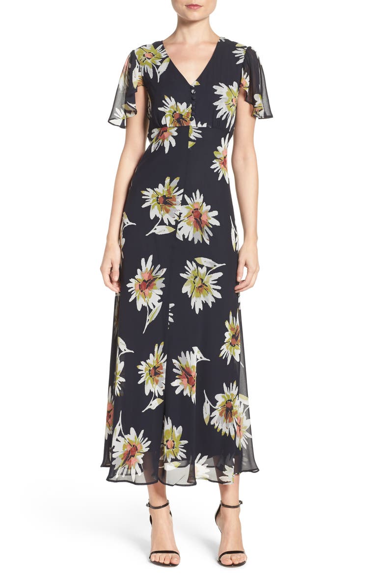 Chiffon Maxi Dress, Main, color, NAVY LIME