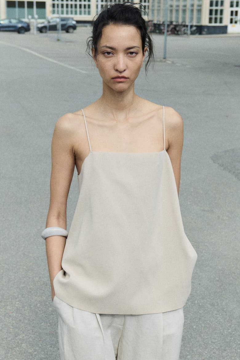 Fine-knit Strappy Top, Alternate, color, Beige