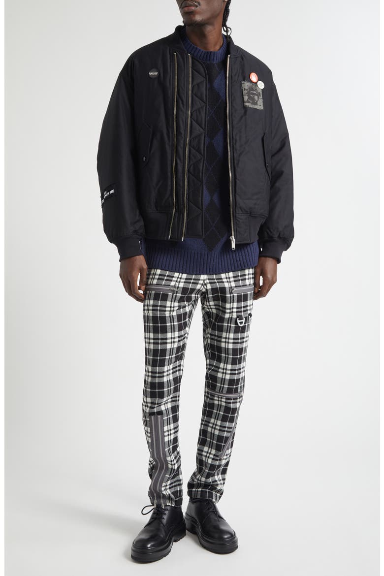 Plaid Cargo Pants, Alternate, color, BLACK/ WHITE