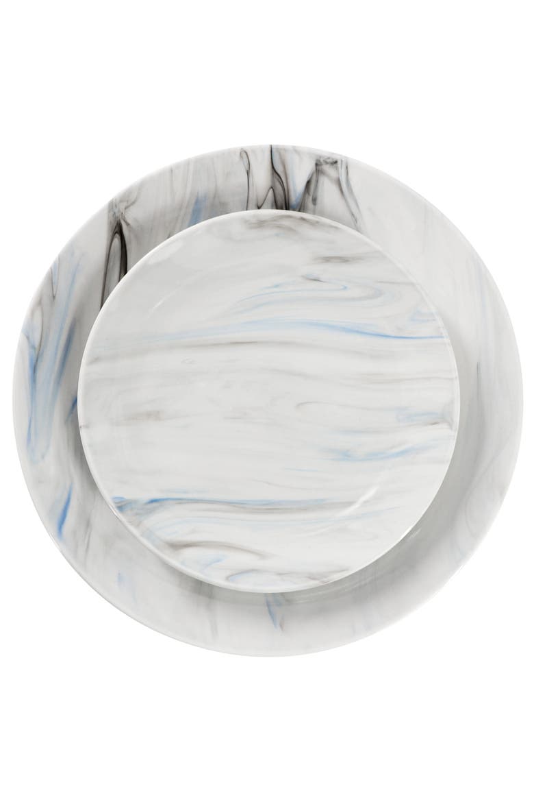 Fine Marble 16 Piece Porcelain Dinnerware Set, Alternate, color, Blue