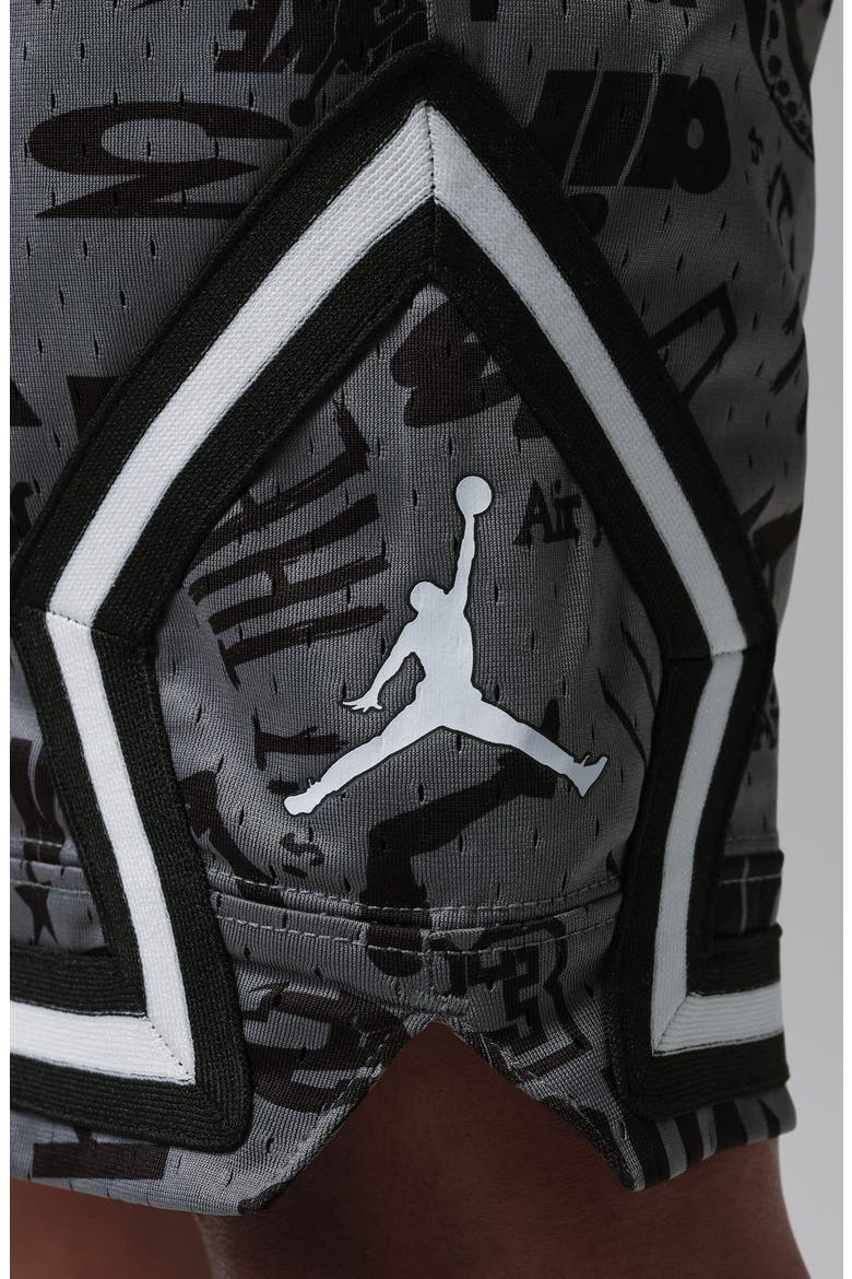 Kids' Print Dri-FIT Mesh Basketball Shorts, Alternate, color, BLACK/ SMOKE GREY