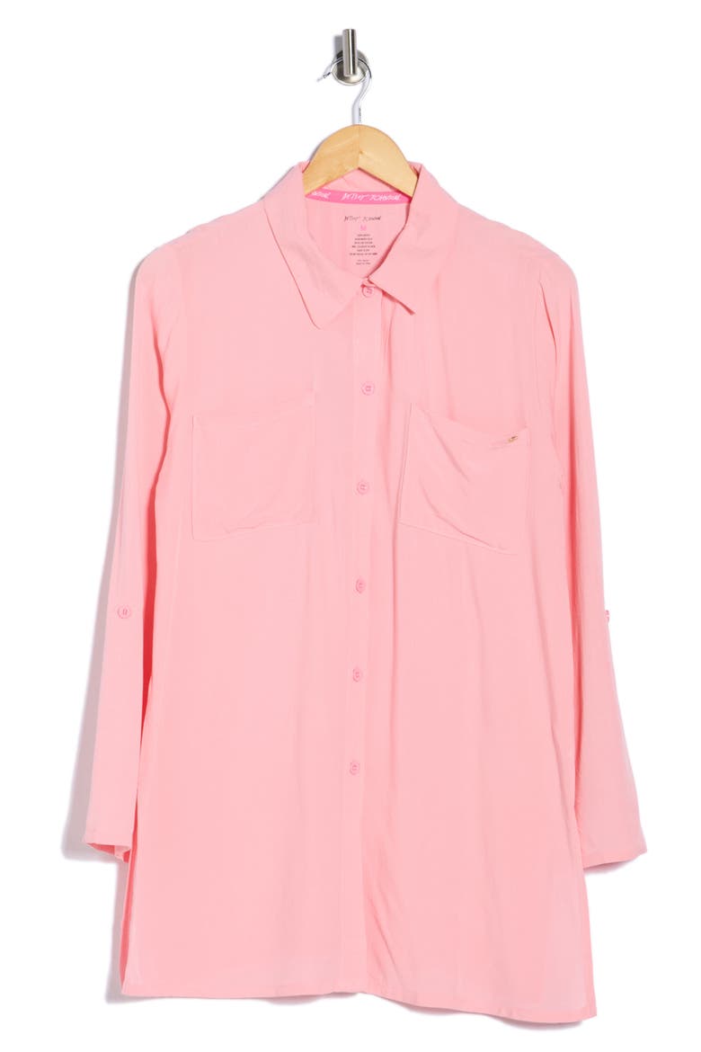 Beach Cover-Up Shirt, Alternate, color, PINK