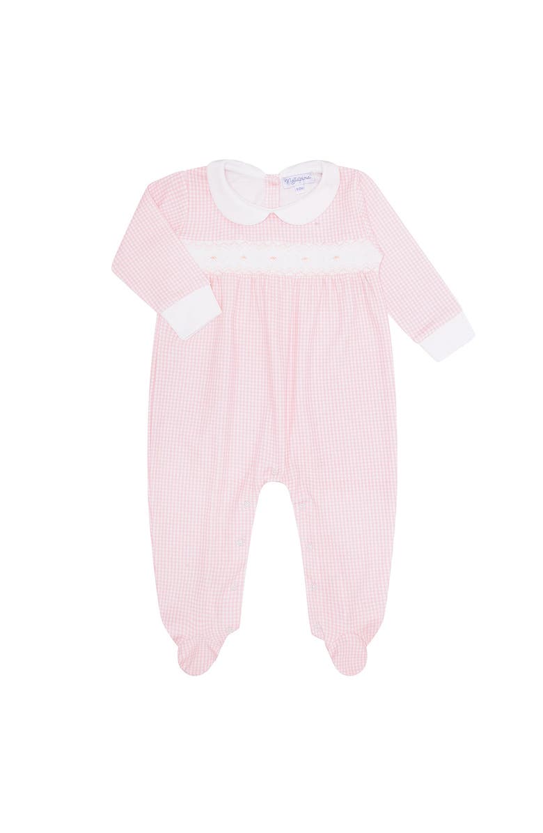 Nellapima Pink Gingham Smocked Footie - Baby, Alternate, color, Pink