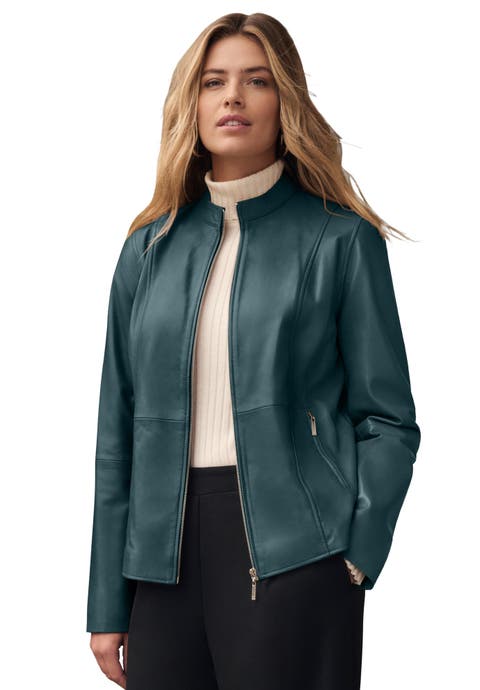 Zip Front Leather Jacket (Plus)