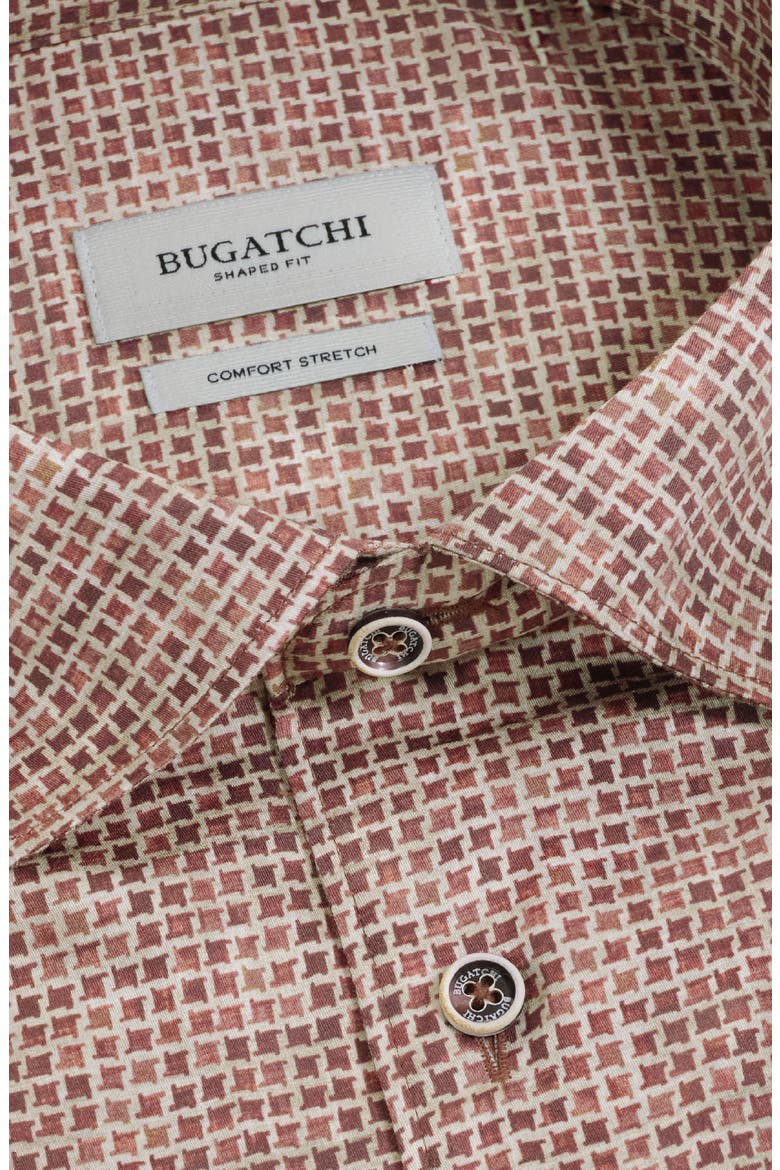 Alvin Shaped Geometric Cotton Blend Shirt, Alternate, color, SIENNA