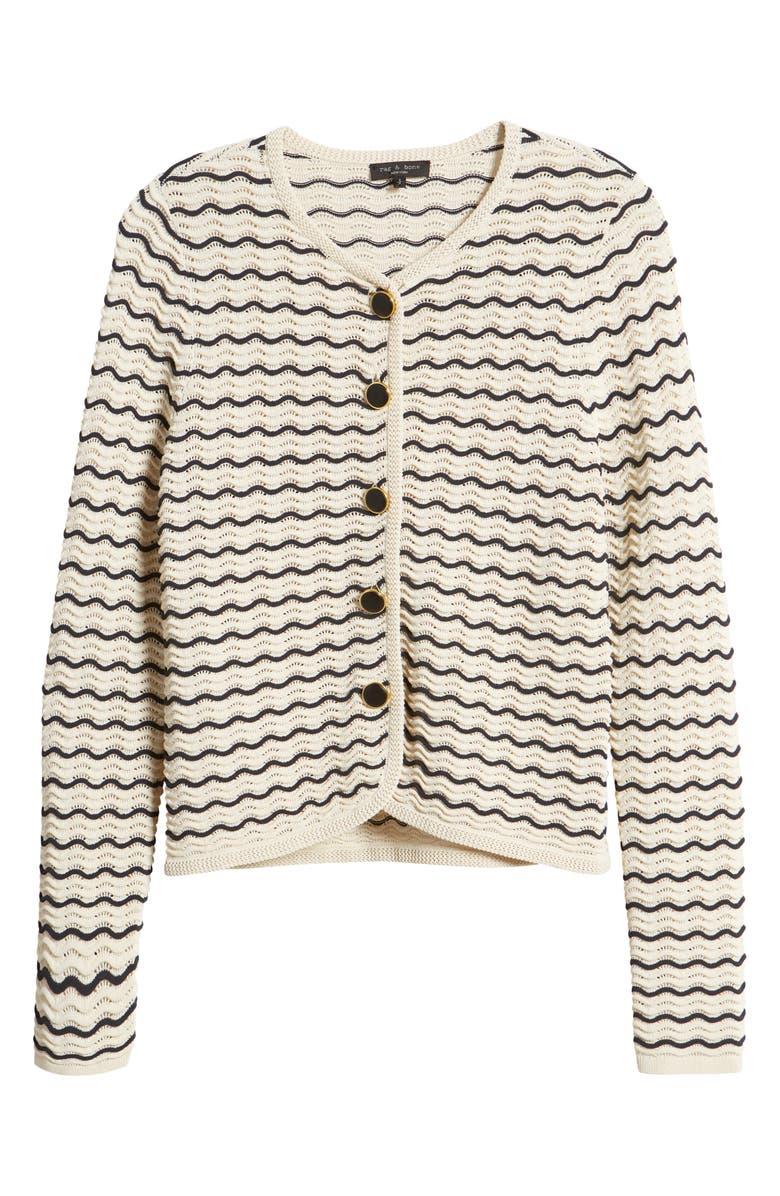 rag & bone Elisa Stripe Cardigan, Alternate, color, Turtledove