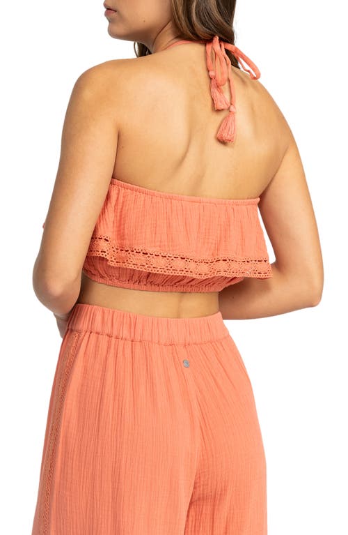 Roxy Golden Tropic Halter Crop Top In Apricot Brandy