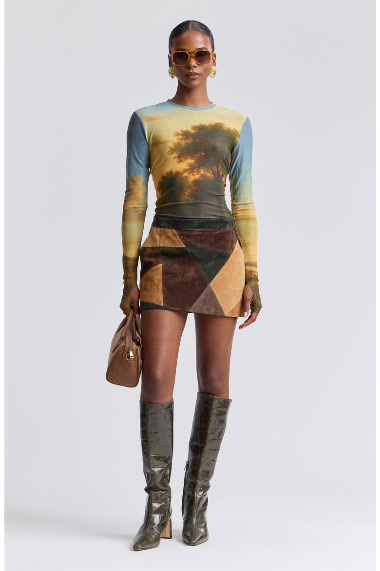 Patchwork Suede Miniskirt, Alternate, color, PATCHWORK MULTI