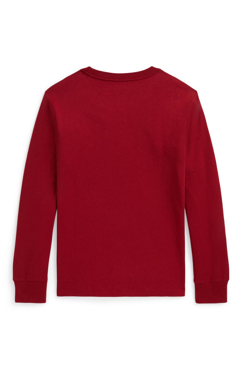 Kids' Logo Cotton Long Sleeve T-Shirt, Alternate, color, EATON RED