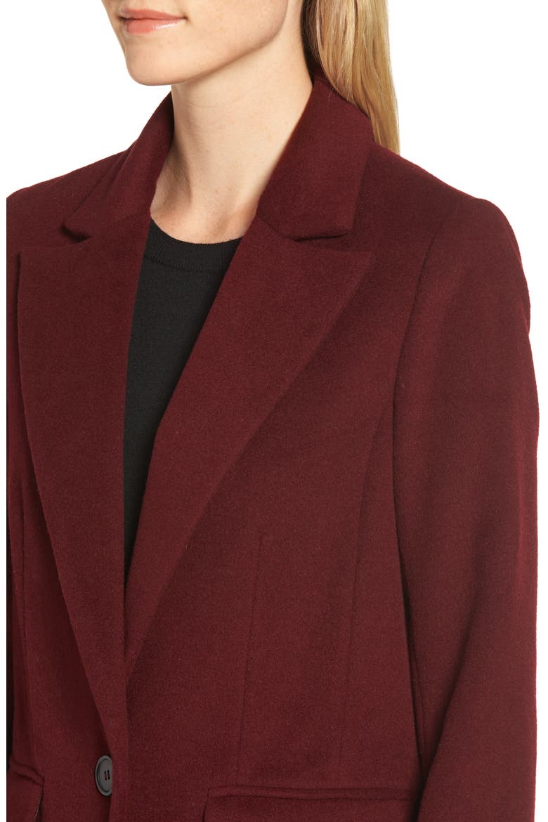 Wool Blend Menswear Coat, Alternate, color, BURGUNDY