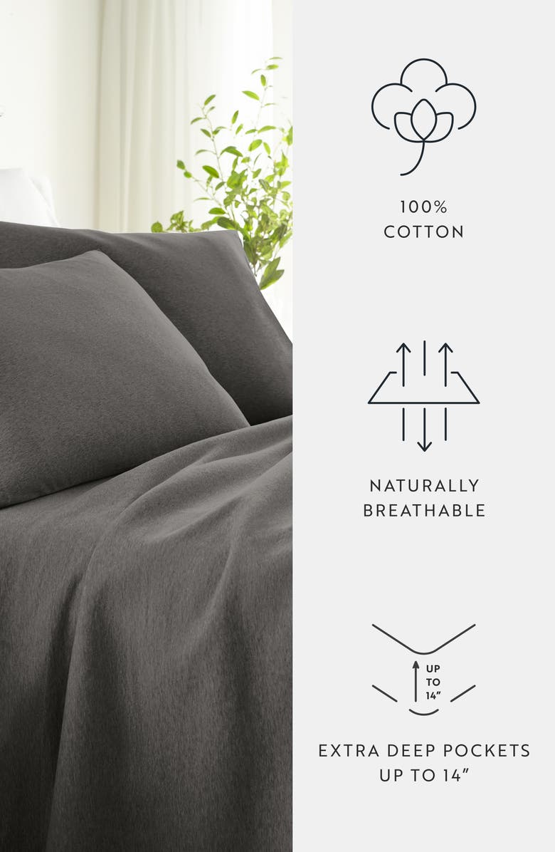 HOMESPUN 4-Piece Cotton Jersey Sheet Set, Alternate, color, Gray
