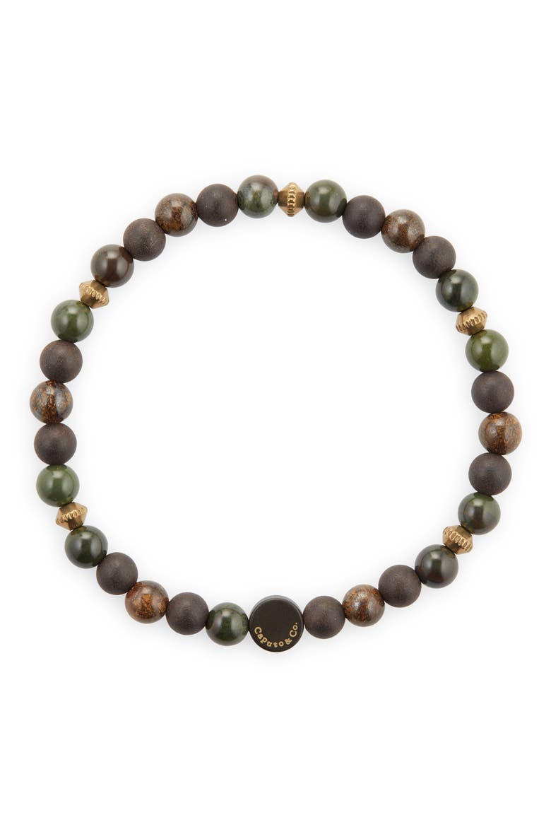 Men's Beaded Stretch Bracelet, Main, color, BRONZITE