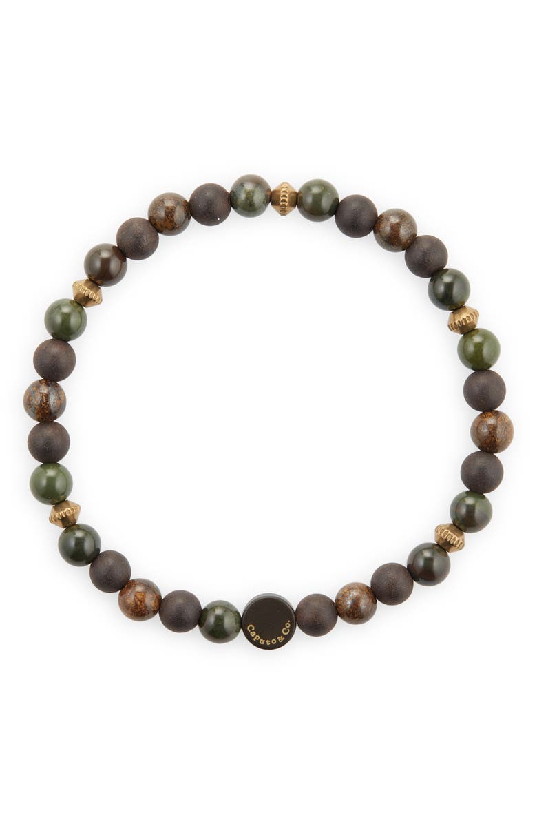 Caputo & Co. Men's Beaded Stretch Bracelet, Main, color, Bronzite