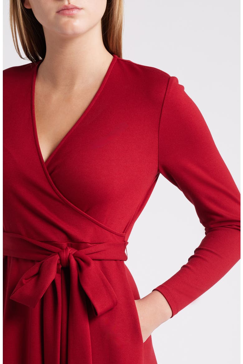 Serenity Long Sleeve Faux Wrap Dress, Alternate, color, TITIAN RED