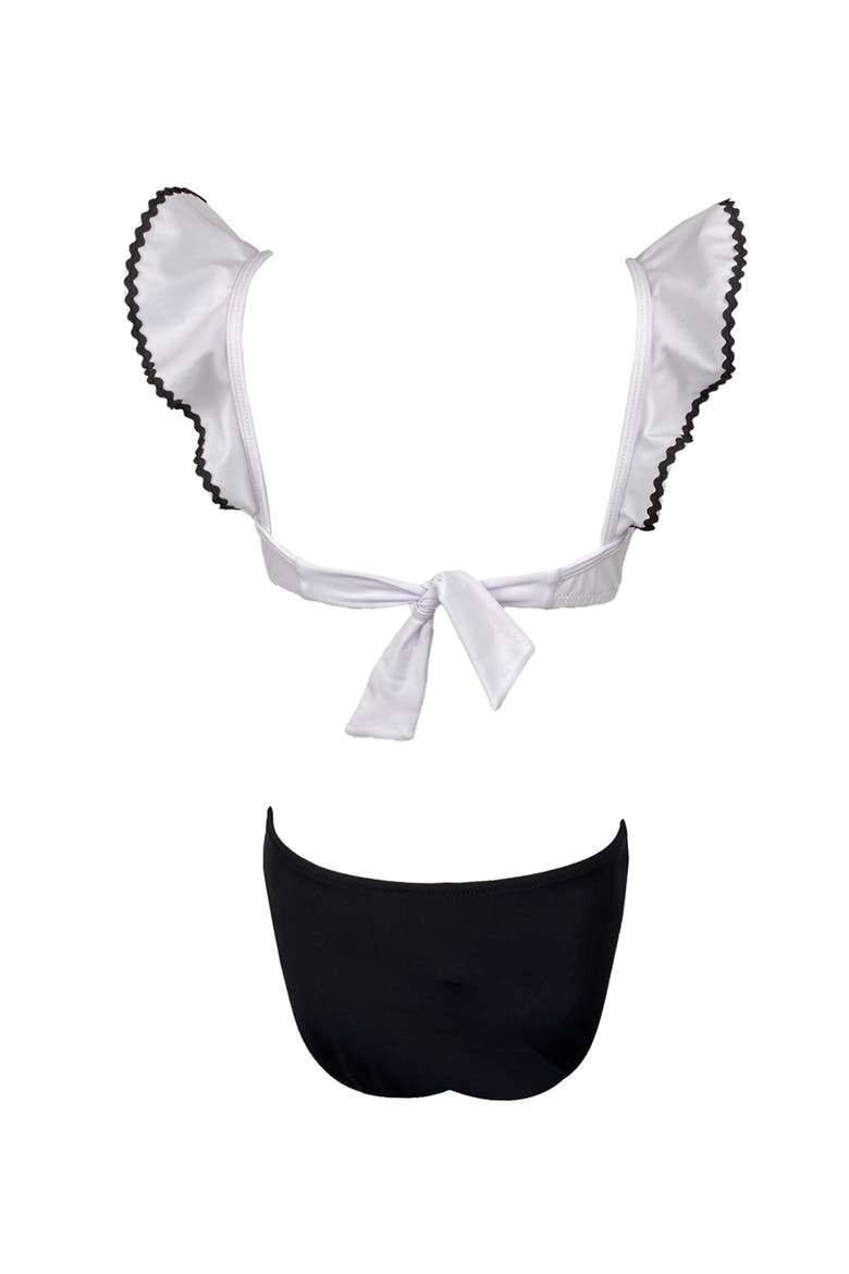 Kids' Ruffle Ric-Rac Trim Two-Piece Swimsuit, Alternate, color, White-Black