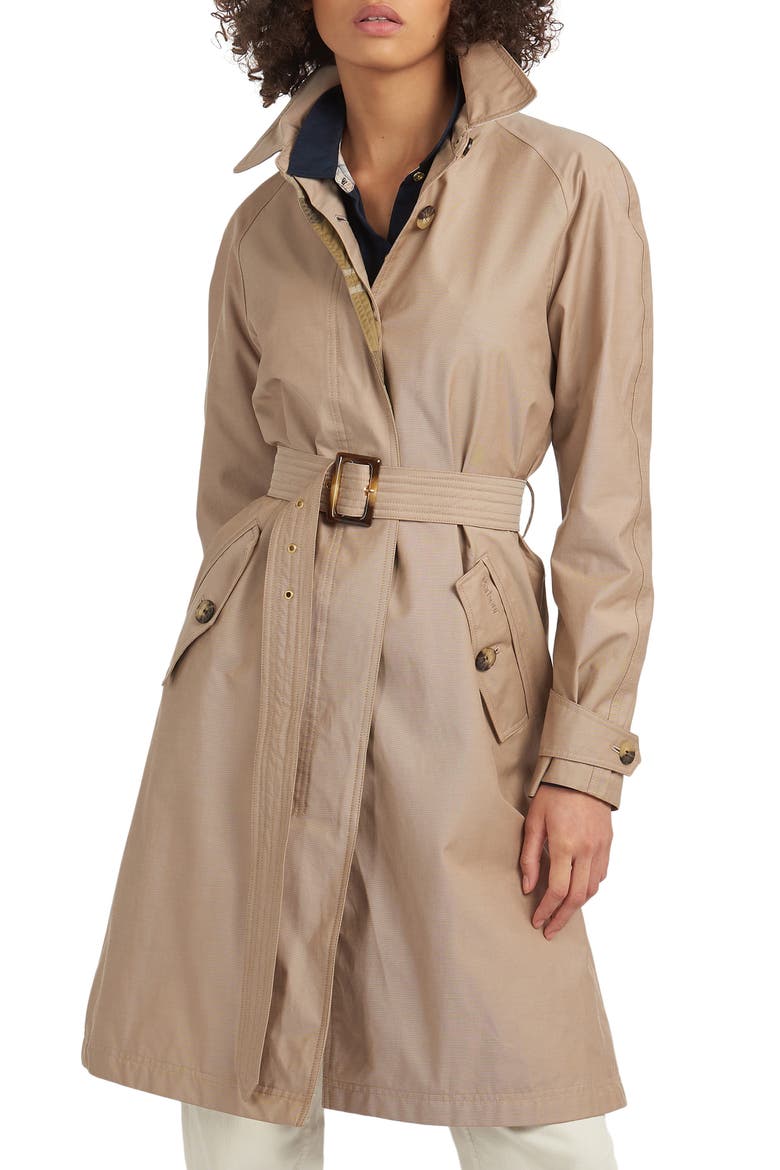 Brunswick Belted Trench Raincoat, Main, color, LIGHT TRENCH/ OLIVE TARTAN