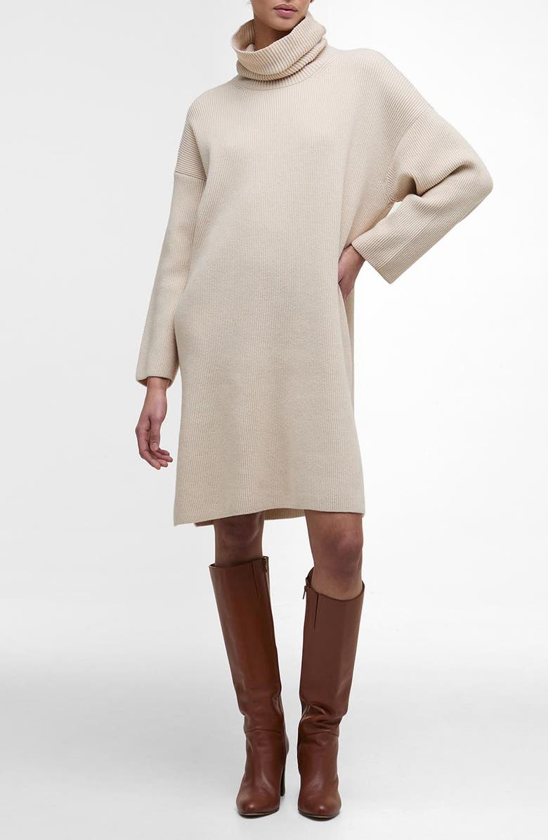 Barbour Rib Knit Sweater Dress, Main, color, Oatmeal
