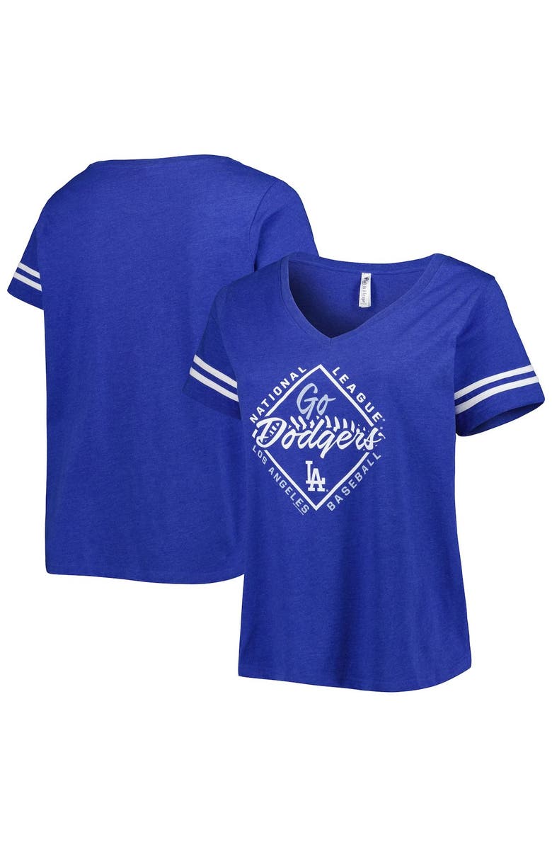 SOFT AS A GRAPE Women's Soft as a Grape Royal Los Angeles Dodgers Plus Size V-Neck Jersey T-Shirt, Main, color, 