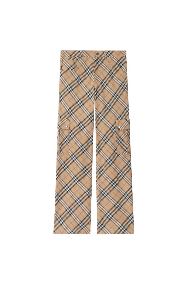 Burberry Check Stretch Linen Cotton Trousers, Alternate, color, 