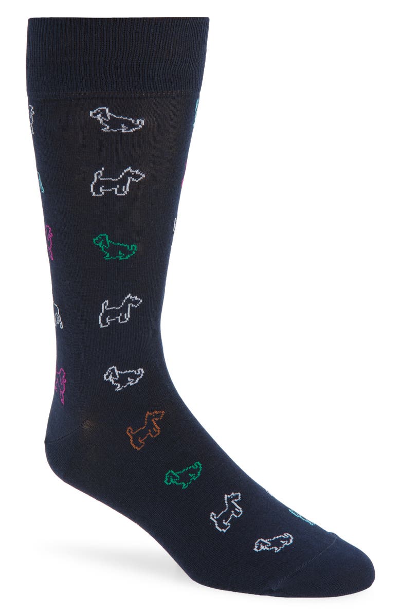 Paul Smith Mario Dogs Dress Socks, Main, color, Navy