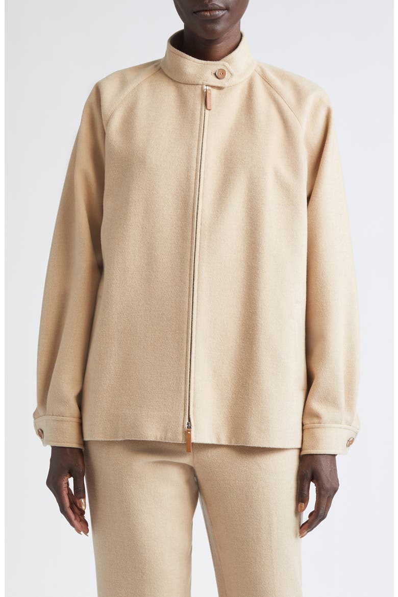 Oversize Camel Hair Bomber Jacket, Main, color, NATURAL