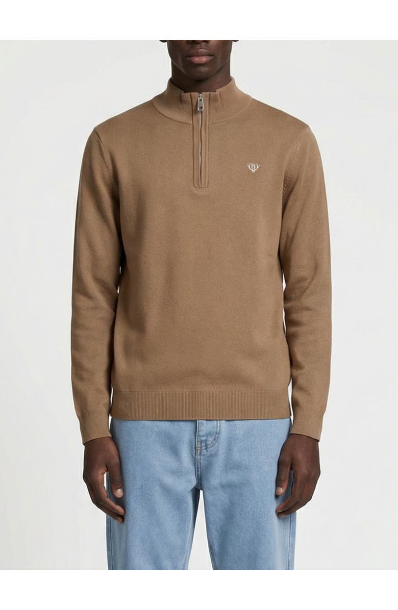 Walker & Hunt Huxley Quarter Zip Sweater, Main, color, Mocha