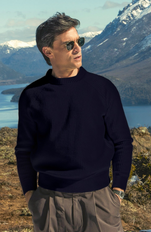 Italic Aidan Chunky Cashmere Crewneck Sweater In Navy