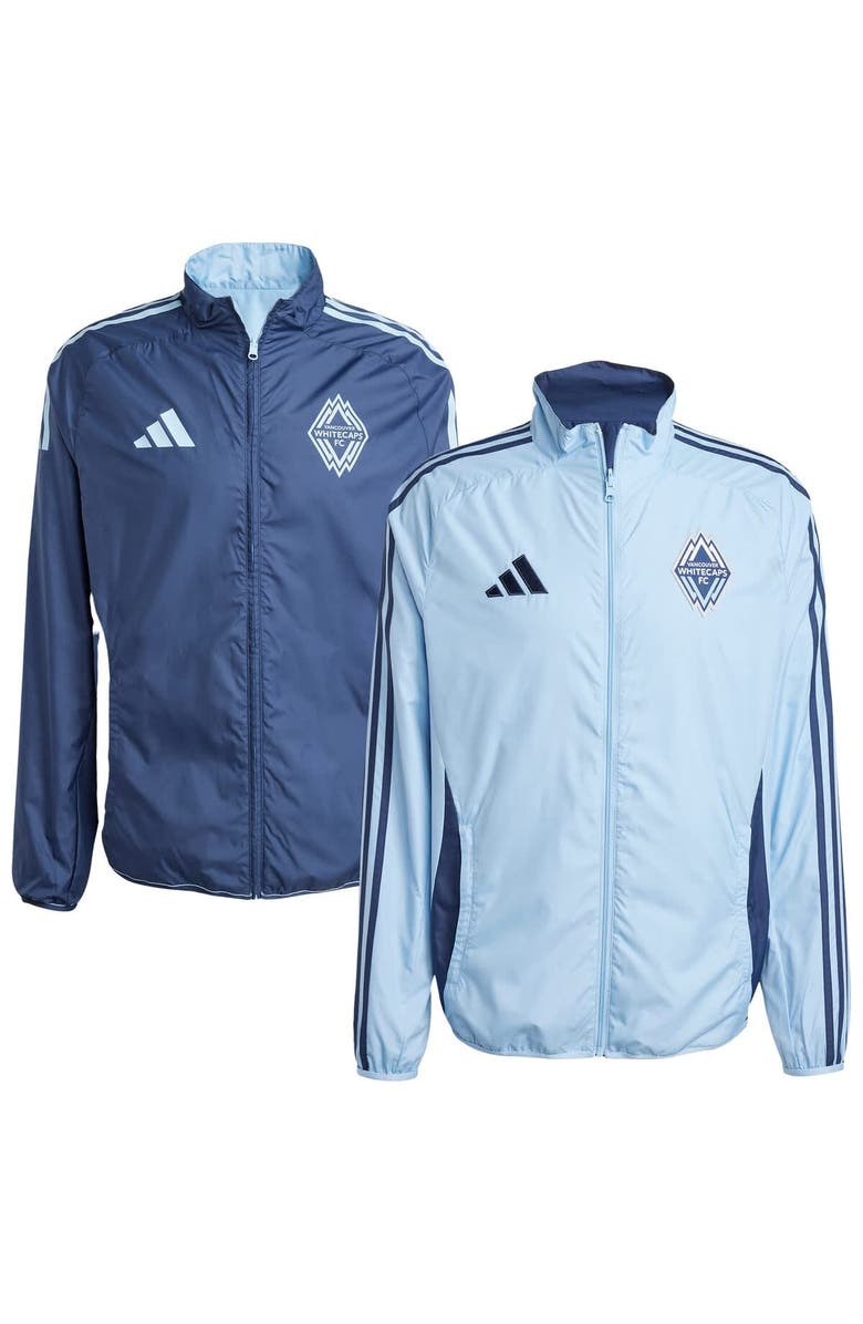 adidas Men's adidas Light Blue/Deep Sea Blue Vancouver Whitecaps FC 2025 Anthem Reversible Full-Zip Jacket, Alternate, color,