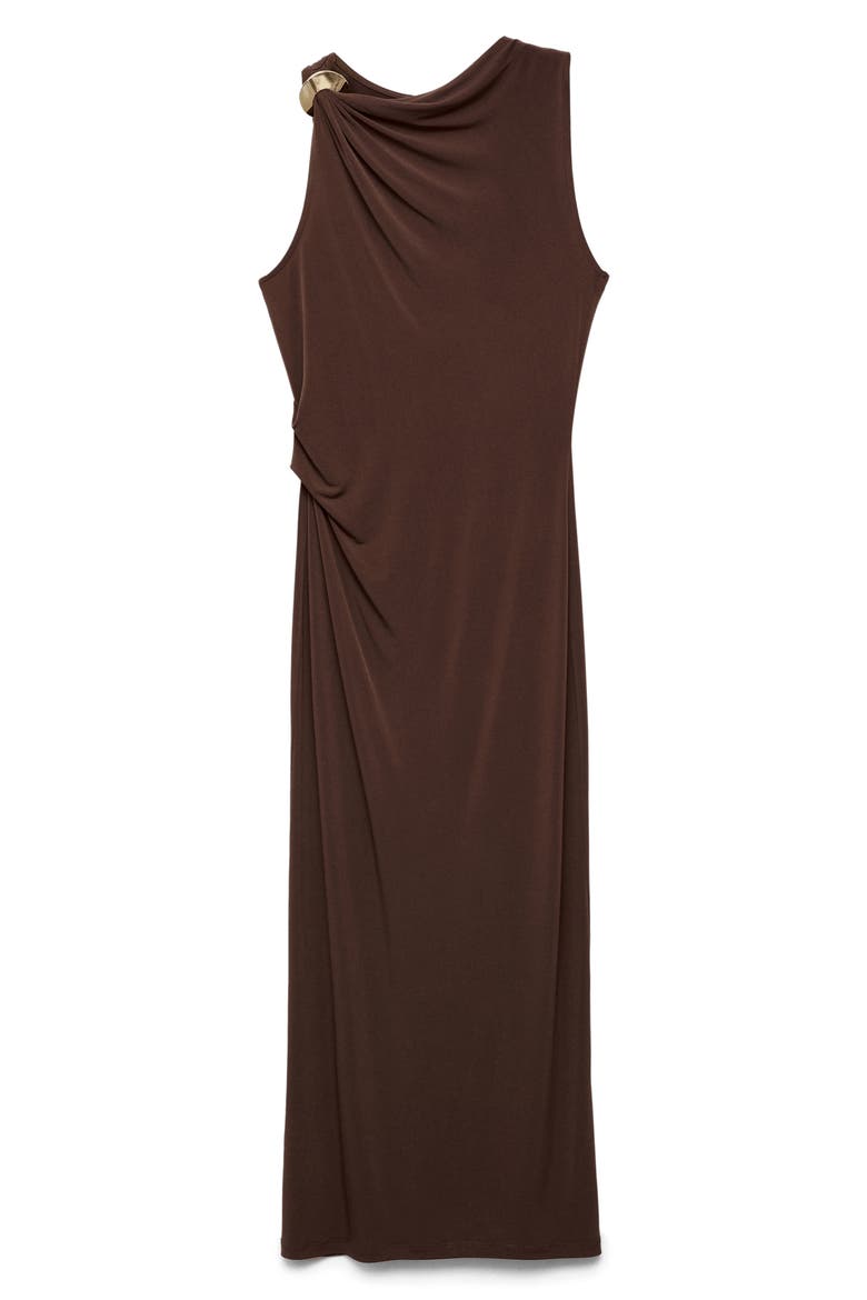 Draped Body-Con Maxi Dress, Alternate, color, CHOCOLATE