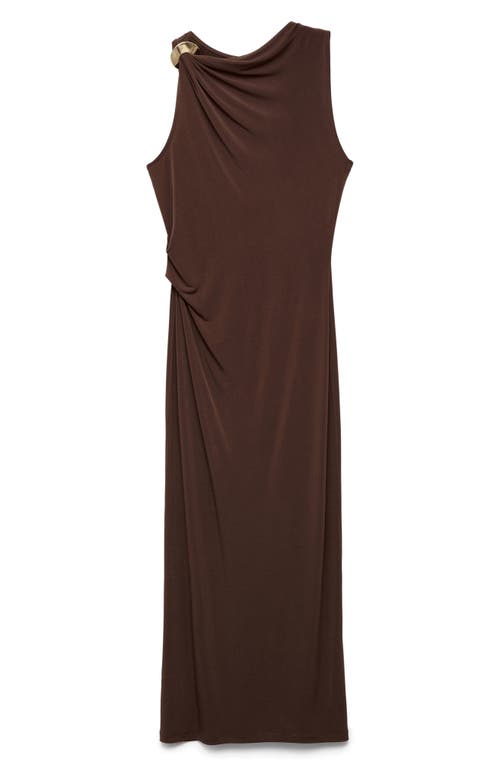 Mango Draped Body-con Maxi Dress In Brown