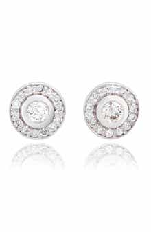 SUZY LEVIAN DIAMONDS 14K Gold Round Diamond Halo Stud Earrings