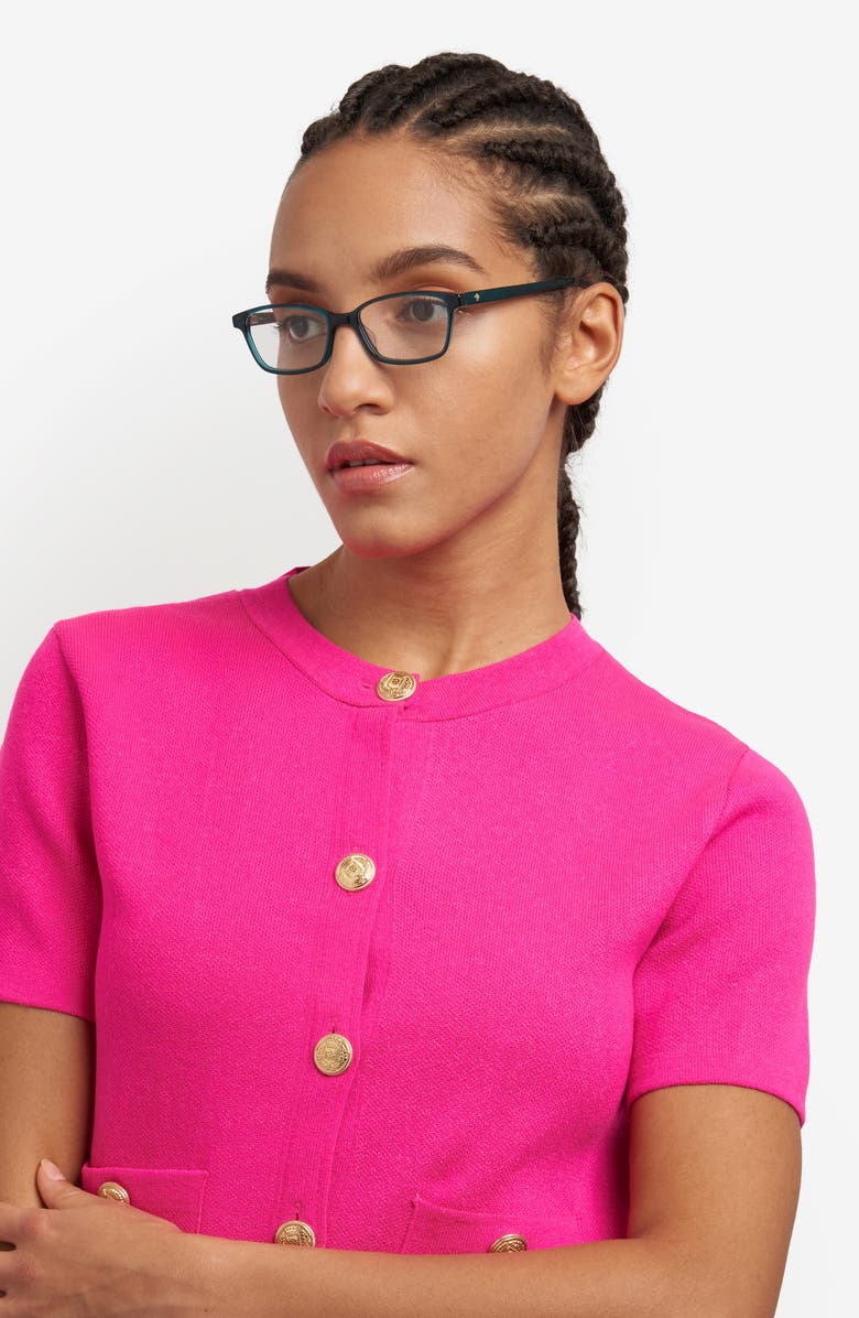 Kate Spade New York agnessa 49mm rectangular reading glasses, Alternate, color, Green