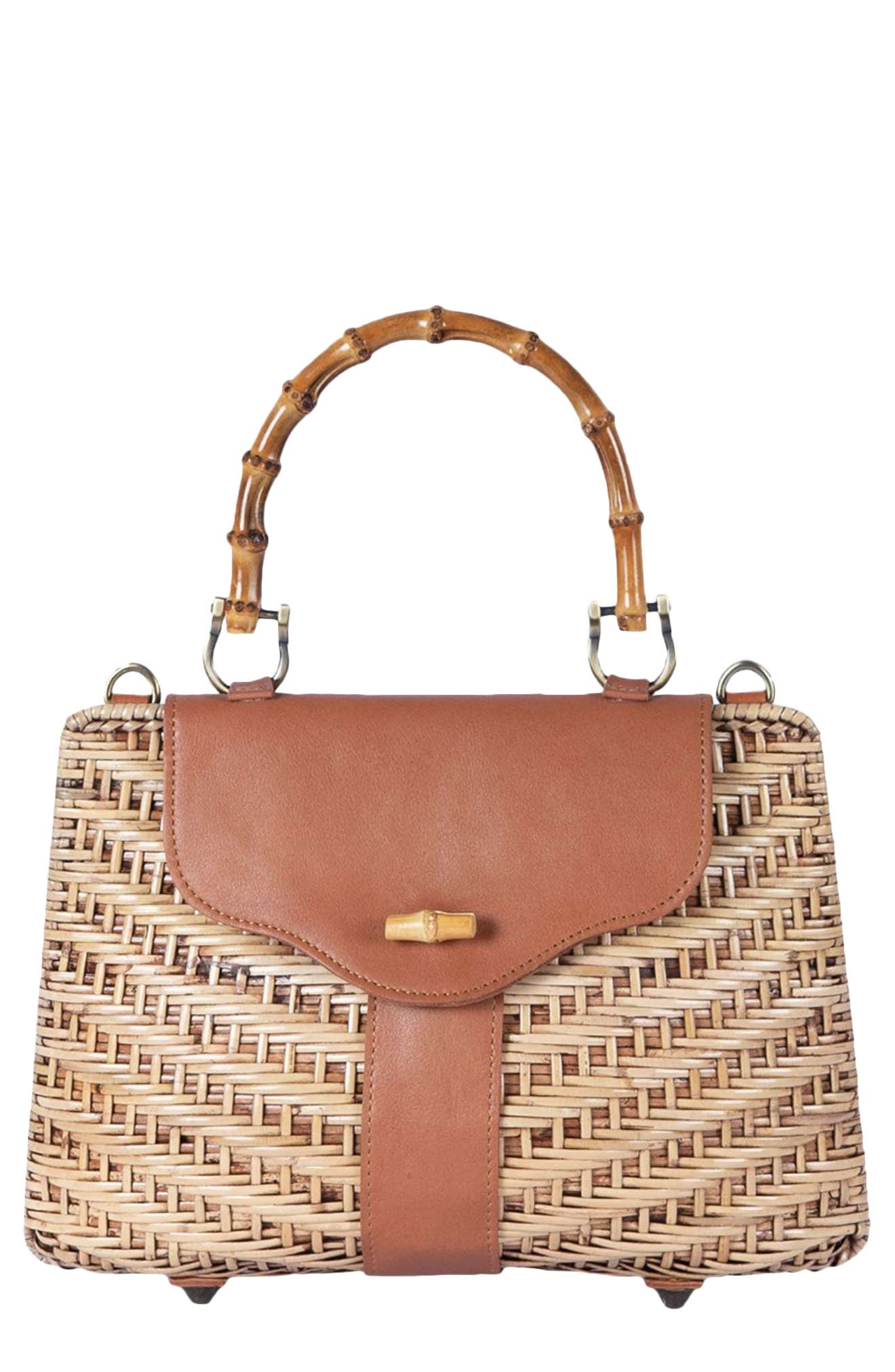 Jelavu Jackie Rattan Handbag, Main, color, Tan