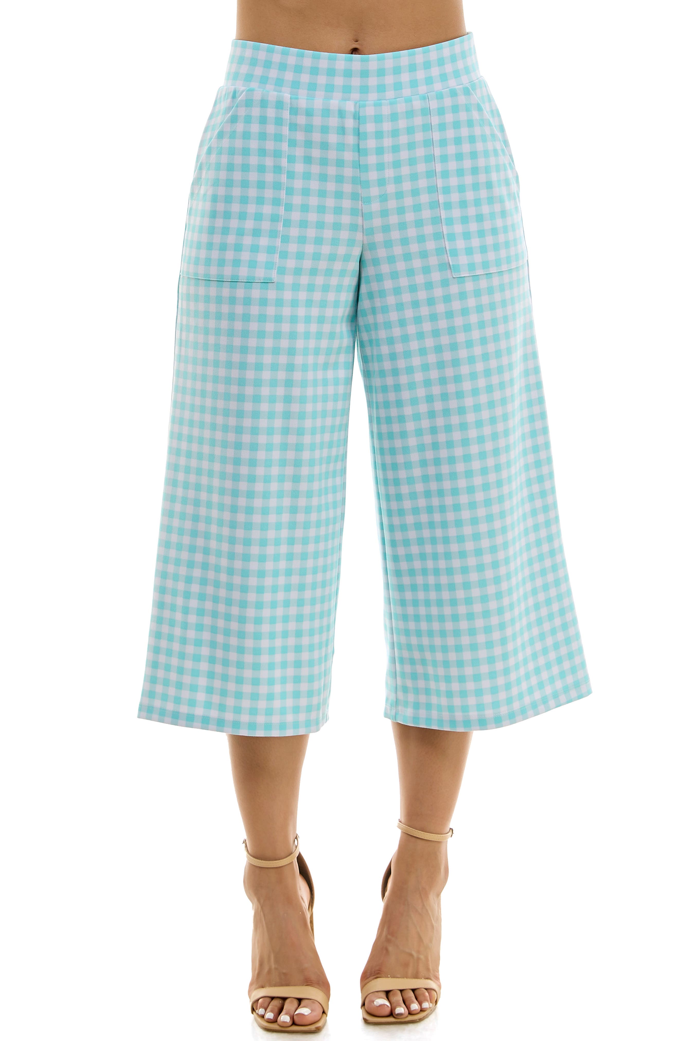 Gingham Crop Wide Leg Pants