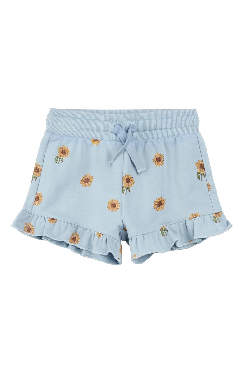 MILES THE LABEL Kids' Sunflower Print Ruffle Hem Shorts, Main, color,