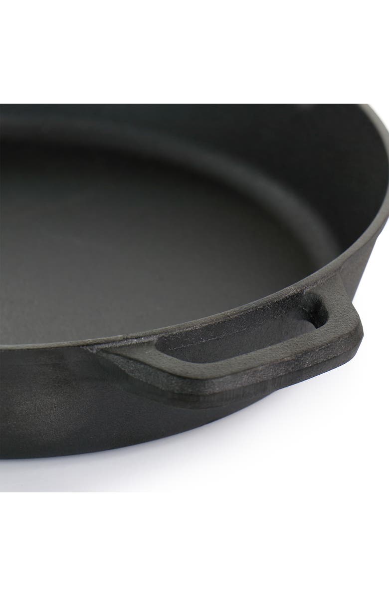 OSTER Castaway 12 Inch Cast Iron Round Frying Pan with Dual Spouts, Alternate, color, Black