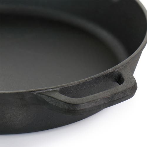 Oster Castaway 12 Inch Cast Iron Round Frying Pan With Dual Spouts In Black