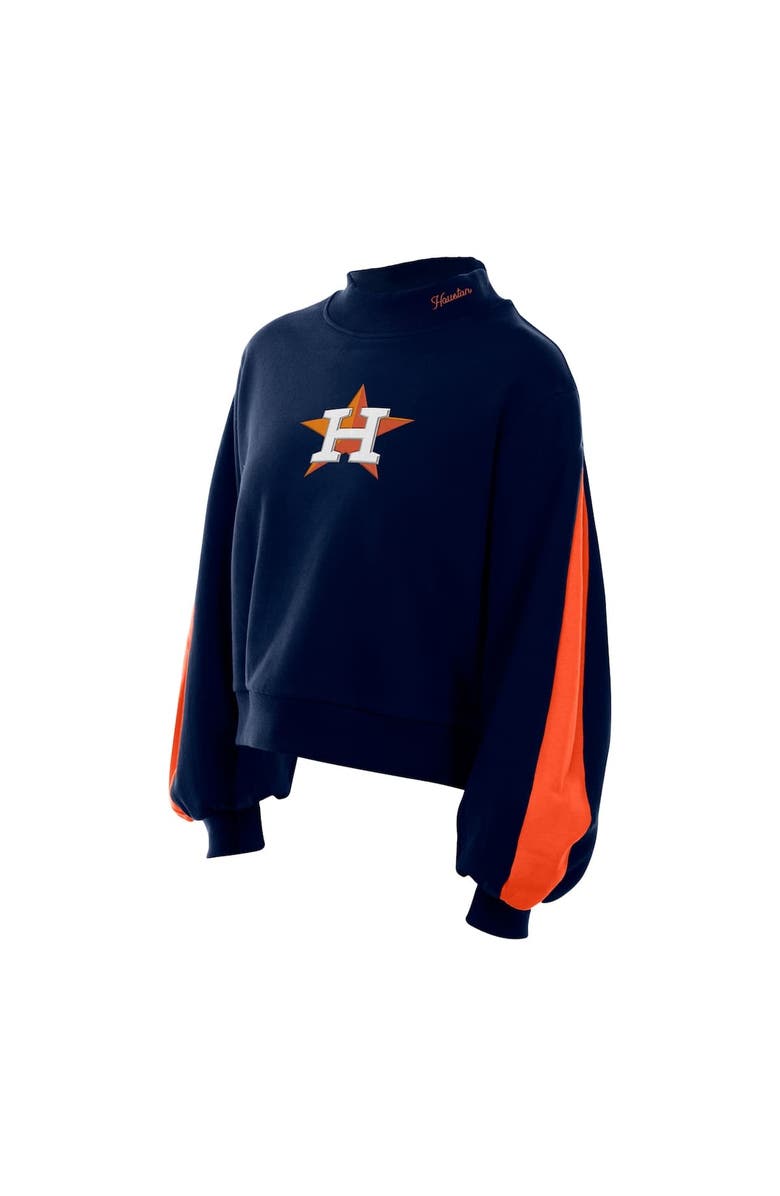 New Era Women's New Era  Navy Houston Astros Mock Neck Balloon Sleeve Sweatshirt, Alternate, color, Navy
