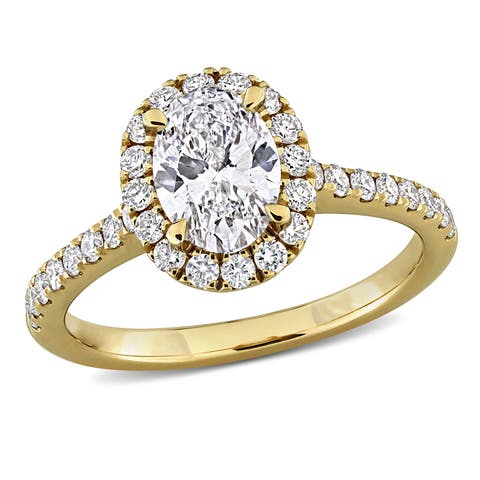 Lab Grown Diamond Oval Halo Engagement Ring 14k
