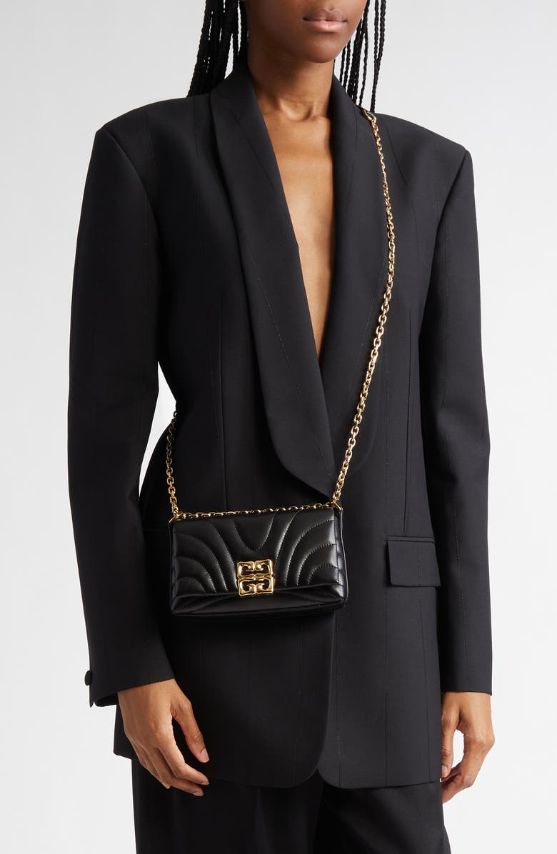 Givenchy 4G Liquid Logo Quilted Calfskin Wallet on a Chain, Alternate, color,