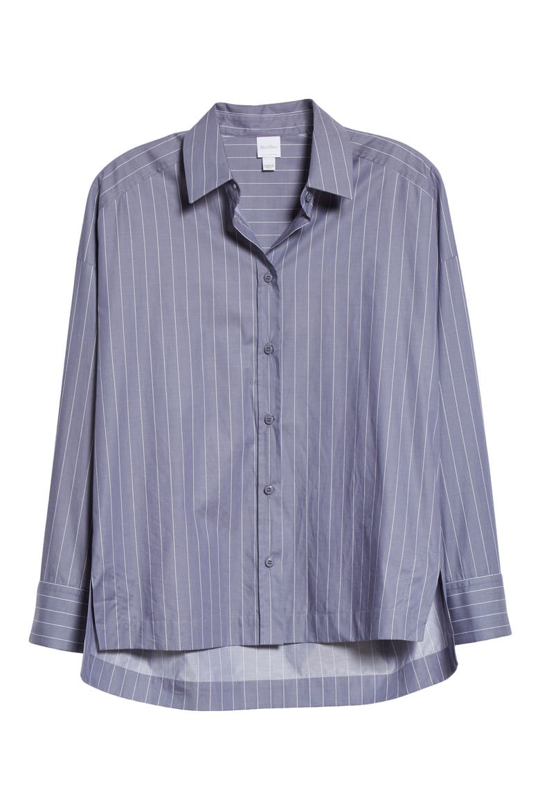 Oversize Pinstripe Button-Up Shirt, Alternate, color, CORNFLOWER BLUE