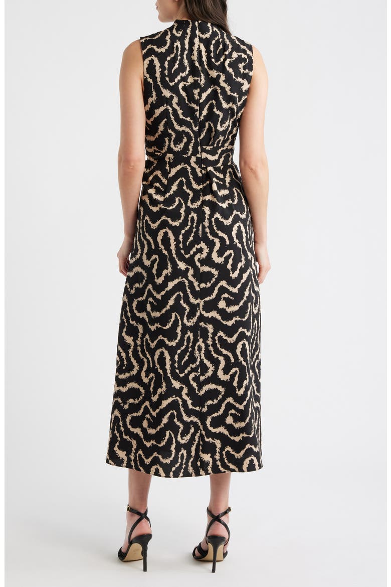 Print Stretch Twist Waist Dress, Alternate, color, BLACK/ TAN