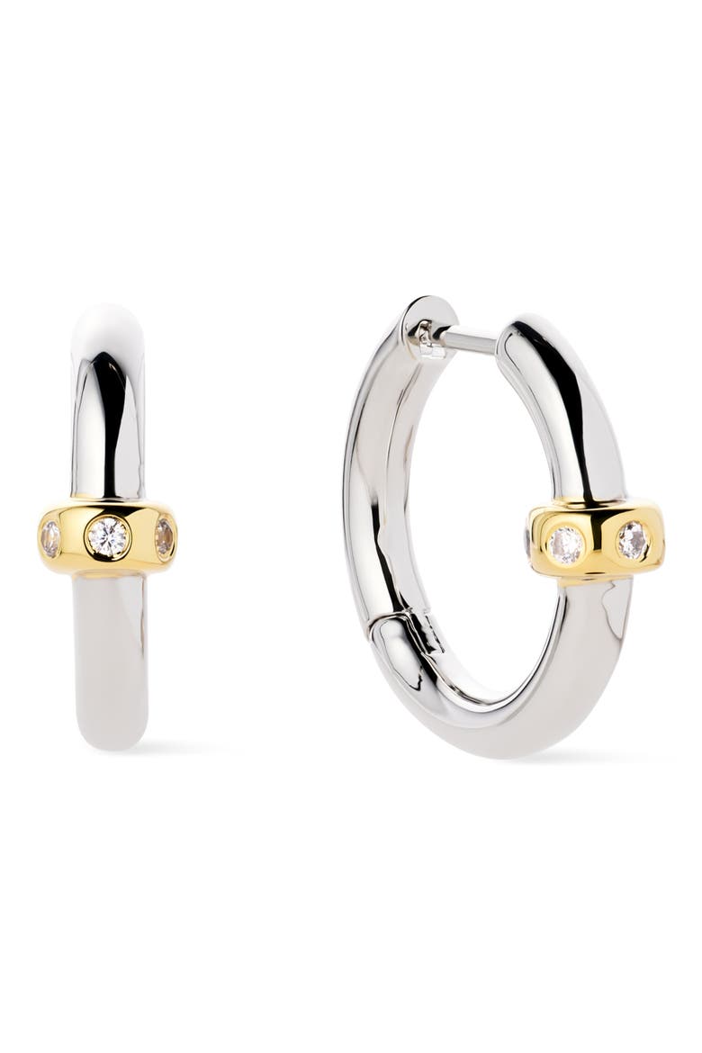 Cyrus Two-Tone Hoop Earrings, Main, color, GOLD / SILVER