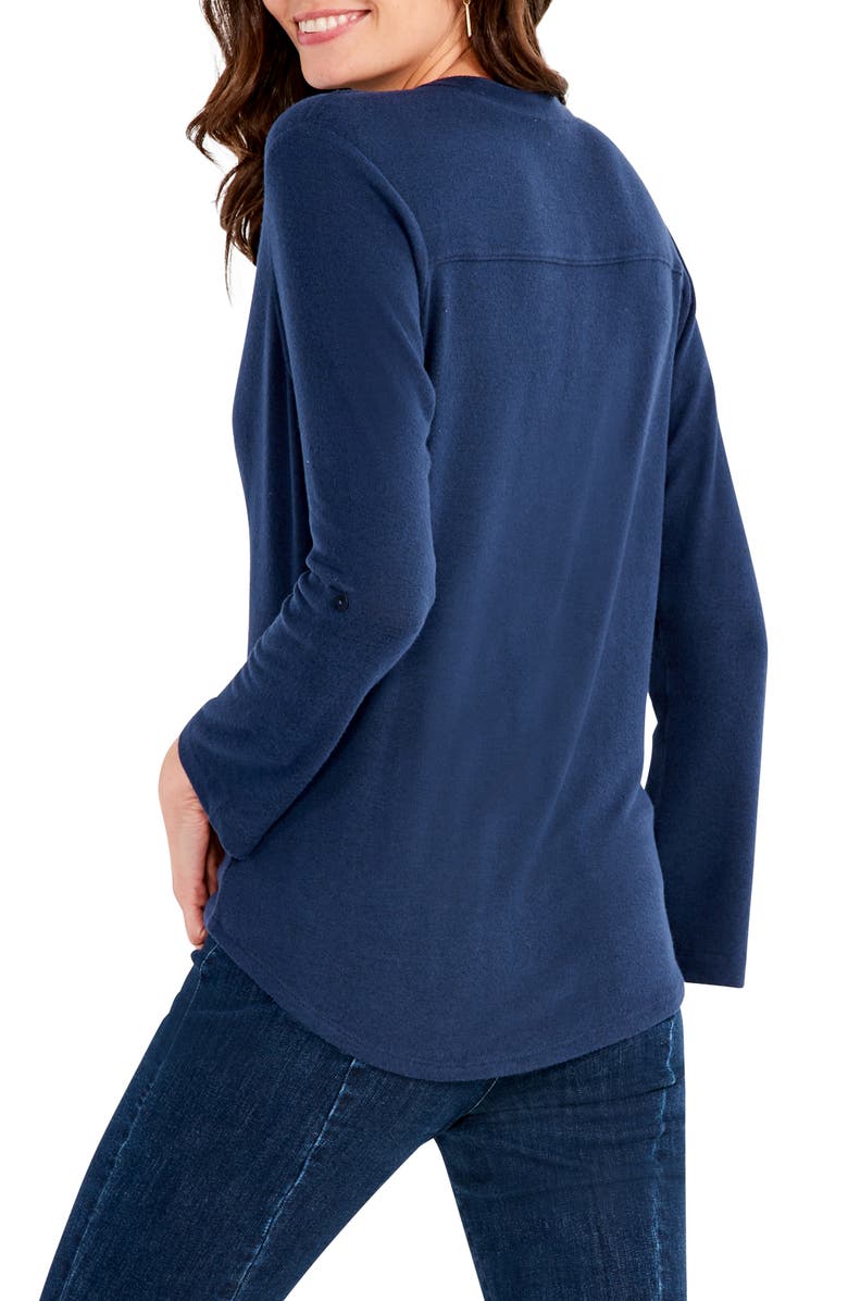 NIC+ZOE Sweet Dreams Roll Sleeve Button-Up Shirt, Alternate, color, Dark Indigo