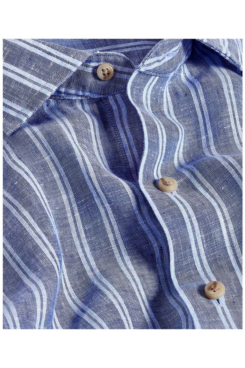 Stripe Slub Linen Button-Up Shirt, Alternate, color, NAVY/ SKY